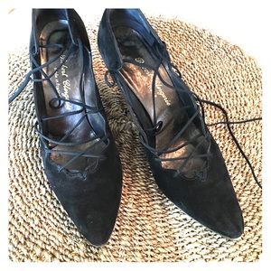 Robert Clergerie lace up heels... Black suede.